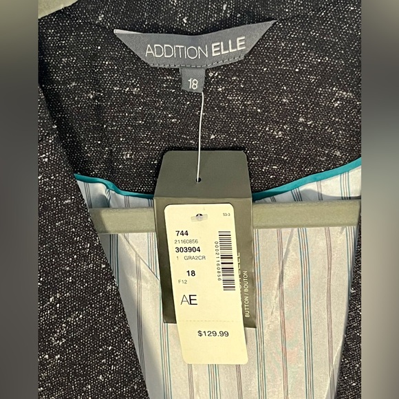 NWT US 18 Addition Elle Gray Tweed Jacket - Picture 6 of 7